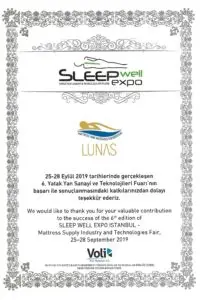 Sleepwell Fuar Katılım Belgesi